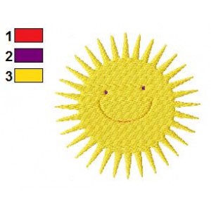 Smiley Sun Embroidery Design
